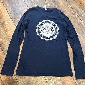 The Pennsylvania State University Blue Long Sleeve Tee with Bold Crest Design